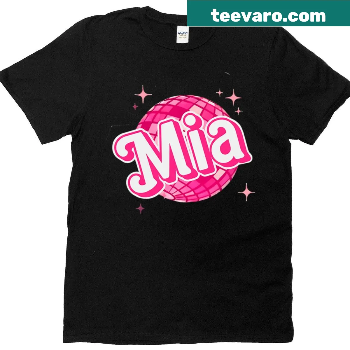 Oversized t-shirt with the name 'Mia' and a disco ball — on a men's t-shirt