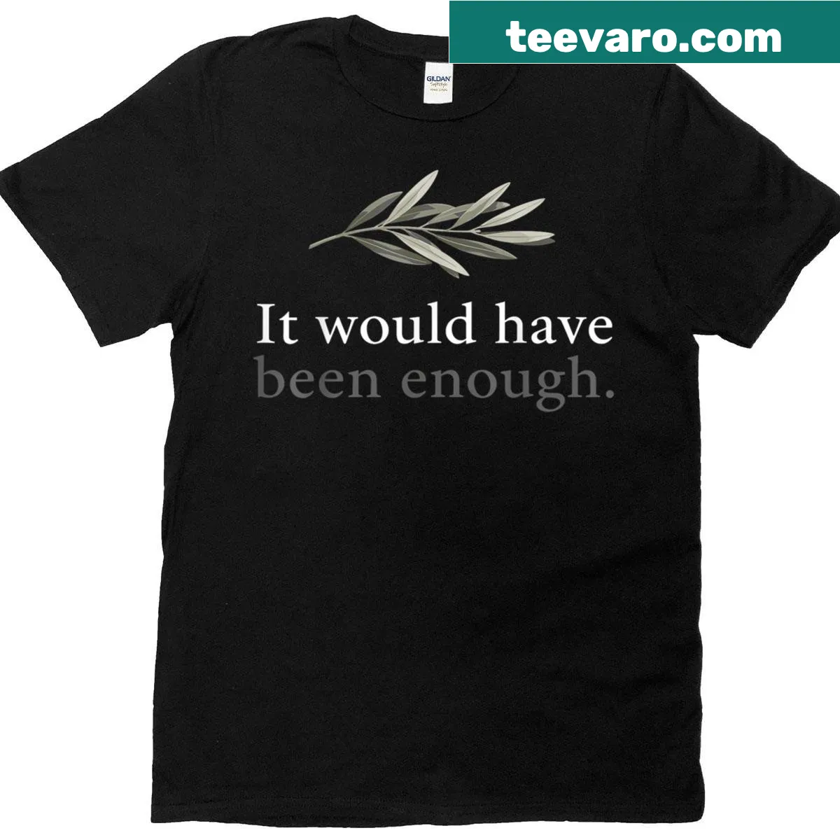 Minimalist t-shirt with olive branch and inspirational quote — on a men's t-shirt
