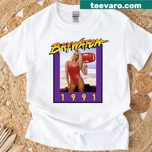Retro-inspired Misses Baywatch t-shirt honoring the iconic beach series.