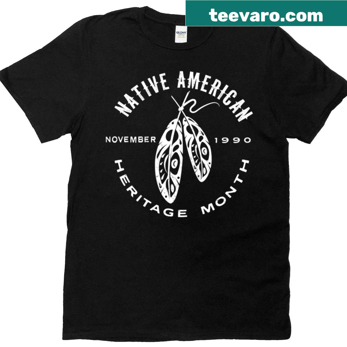 Vintage Native American Heritage Month T-shirt with cultural symbols — on a men's t-shirt