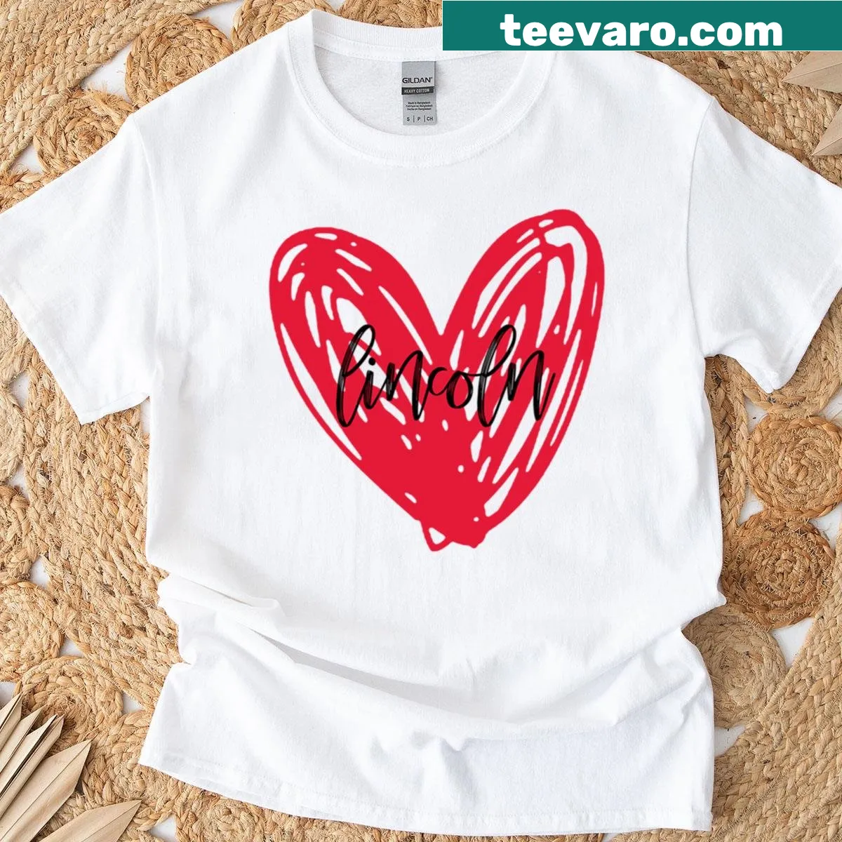 Heart graphic representing Nebraska on a T-shirt — on a men's t-shirt