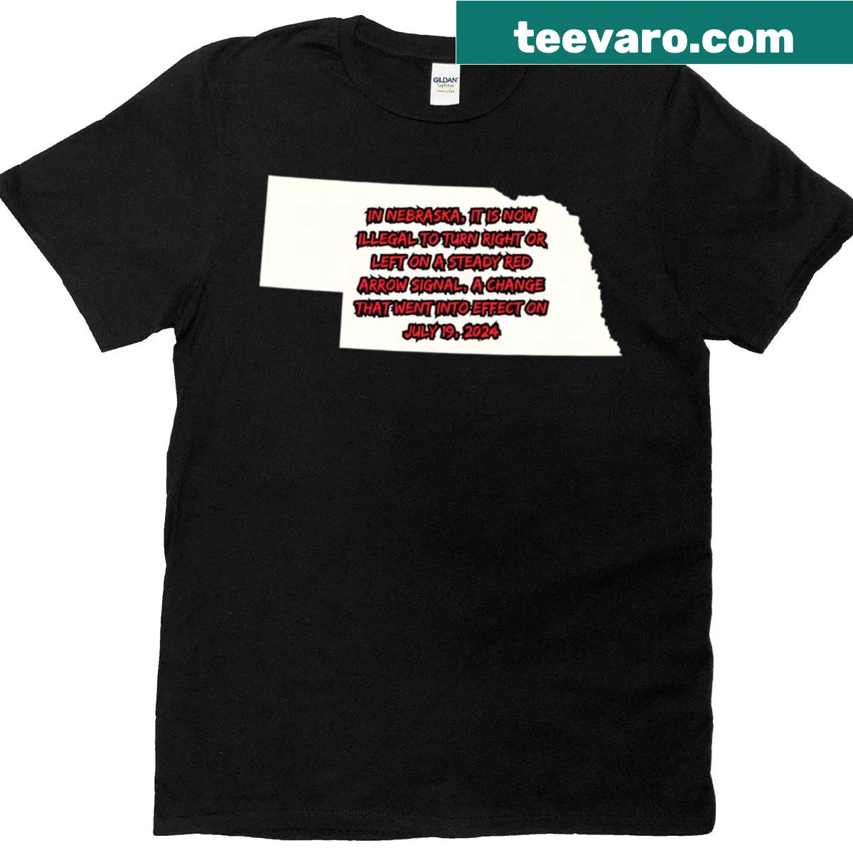 Shirt with the phrase 'Nebraska Turning Law' in bold typography — on a men's t-shirt