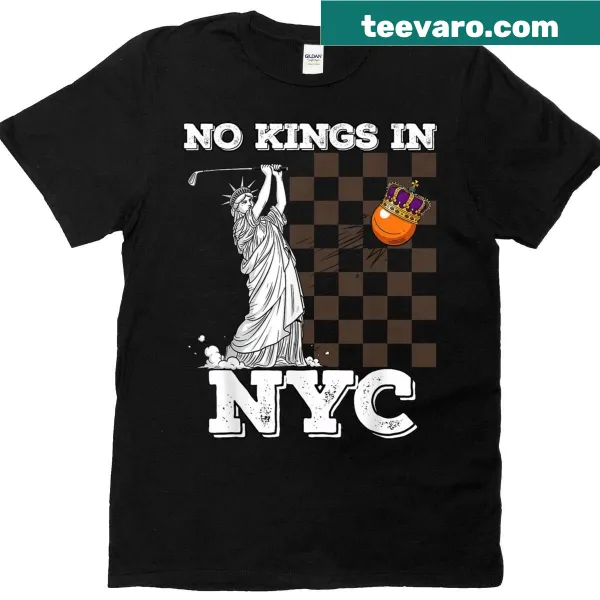 Bold typography t-shirt with 'No Kings In New York City' text
