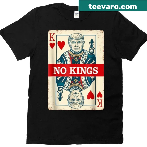 T-shirt with playing card design and 'No Kings' text
