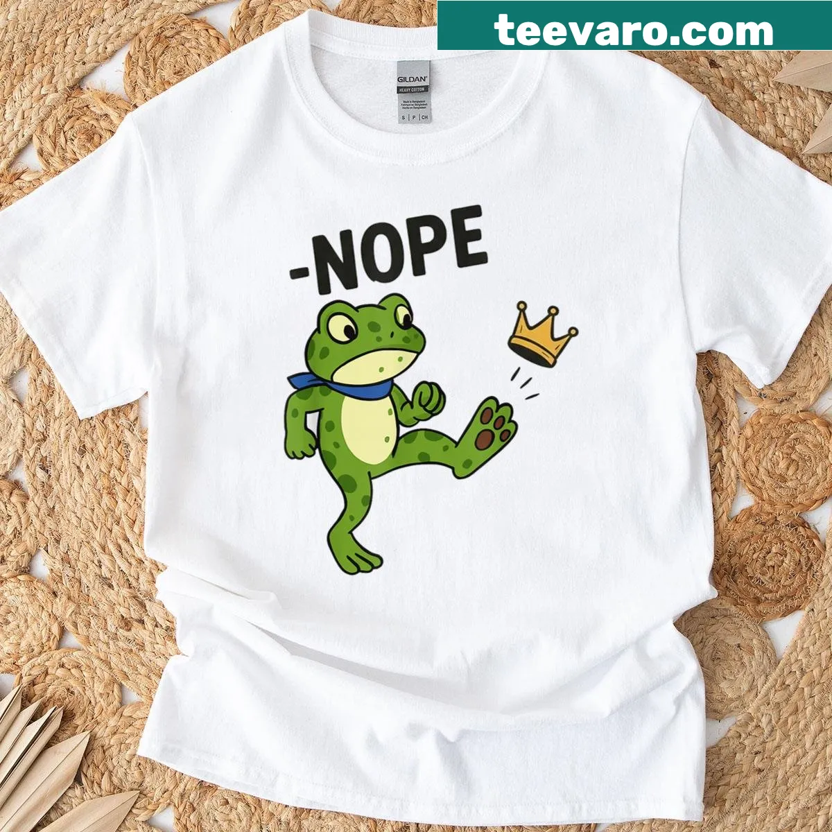 Frog graphic with 'Nope' and patriotic text on t-shirt — on a men's t-shirt