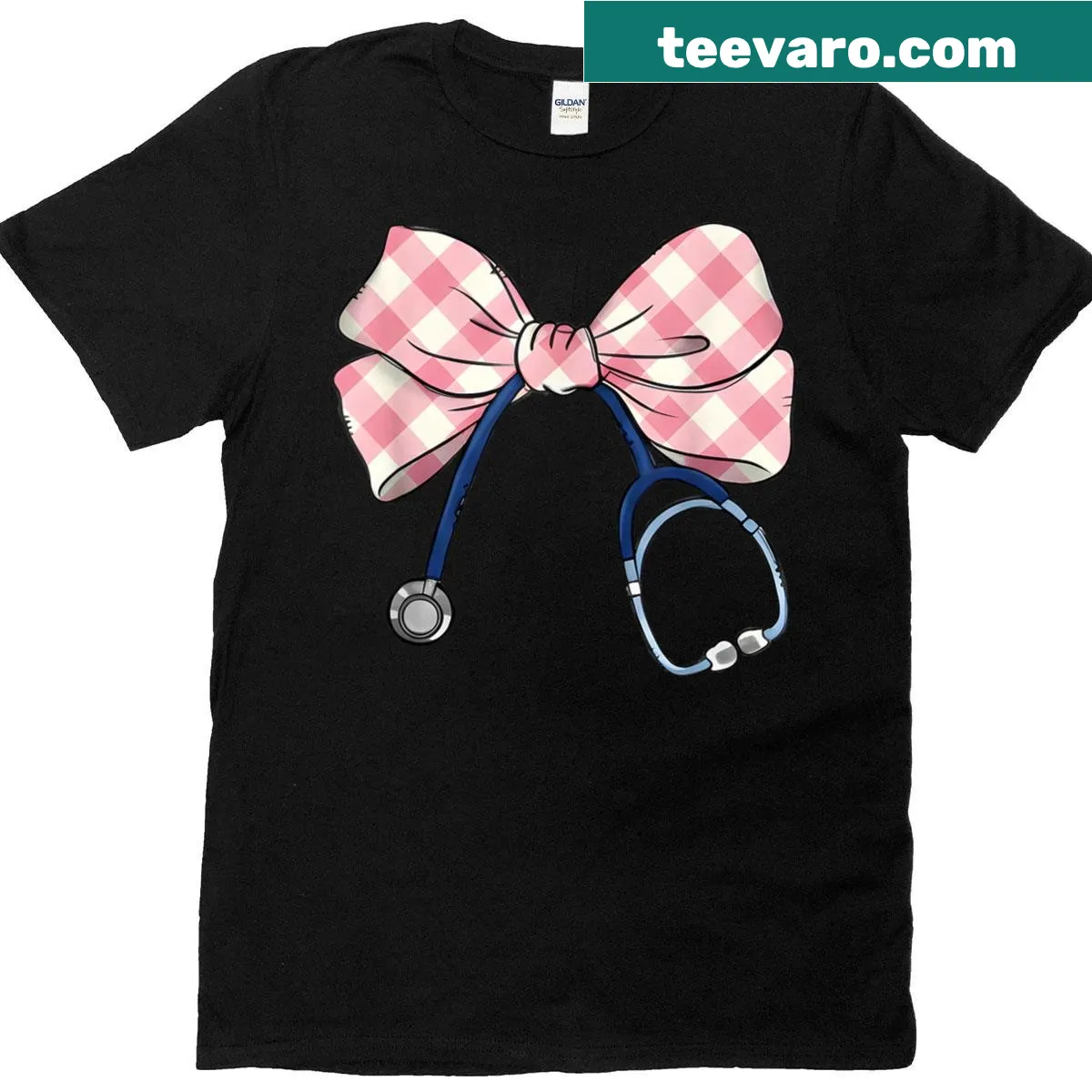 Cute nurse t-shirt with stethoscope and bow illustration — on a men's t-shirt