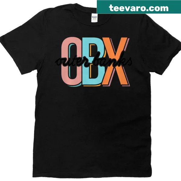 Cursive 'Obx' graphic on a retro Outer Banks t-shirt for women