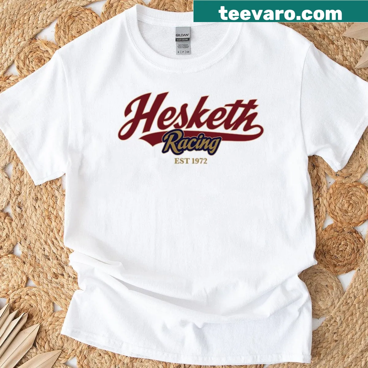 Official Hesketh Racing logo t-shirt celebrating the racing team established in 1972. — on a men's t-shirt