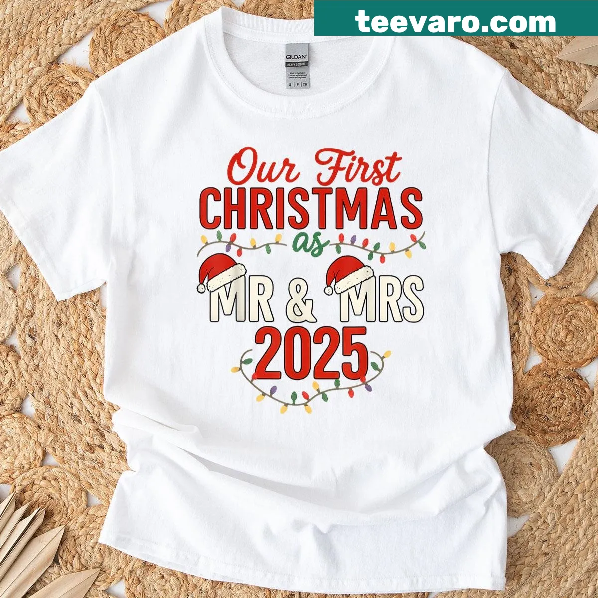 Couple matching T-shirt for first Christmas together — on a men's t-shirt
