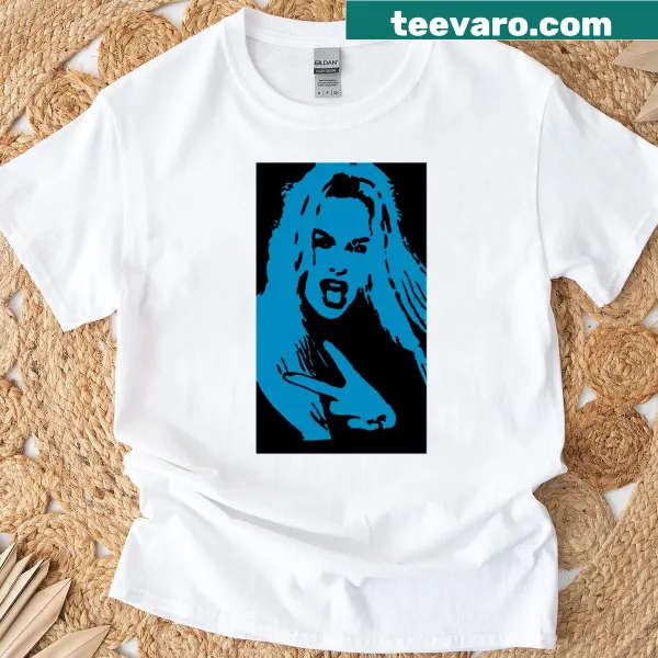 Stylized graphic of Pam Anderson on a T-shirt