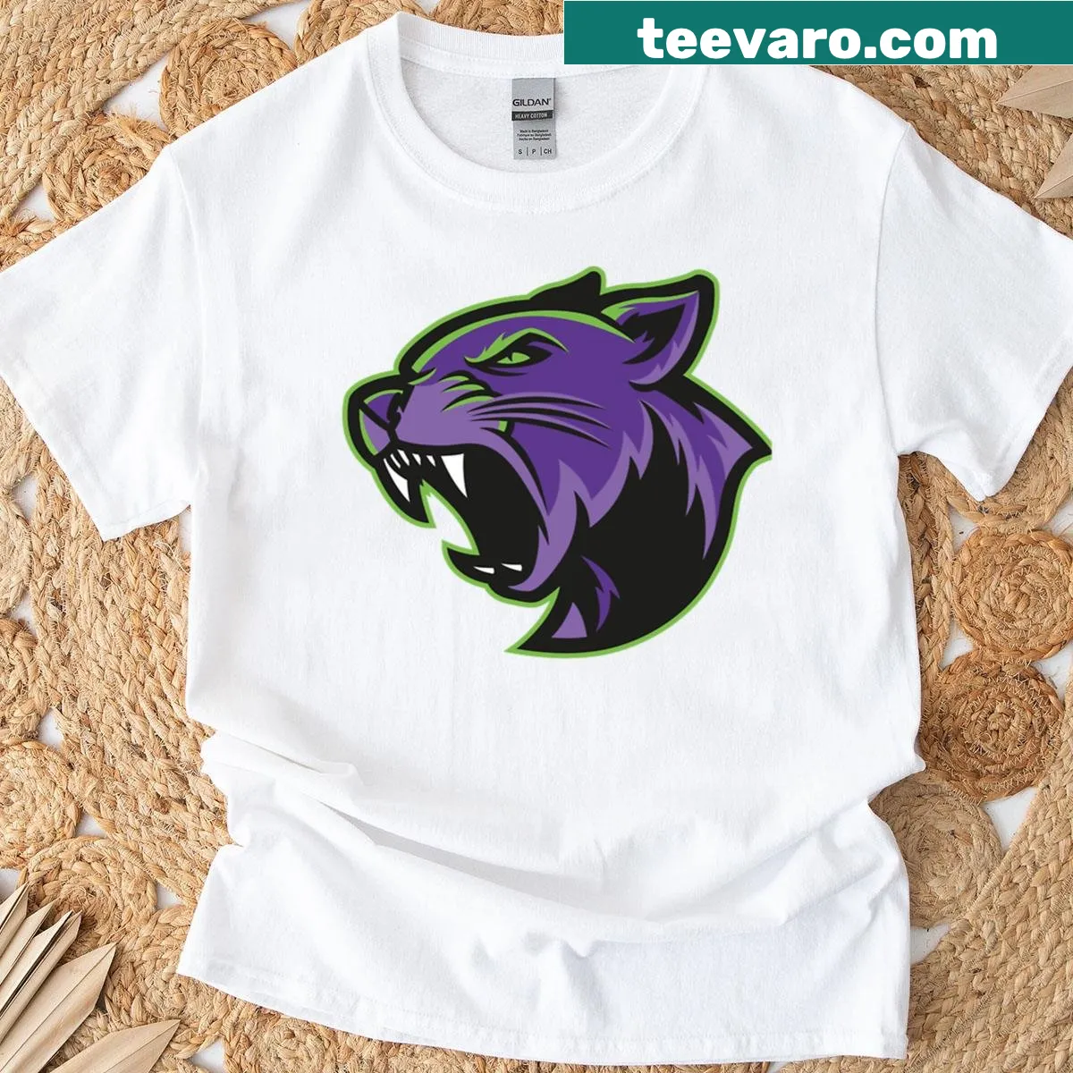 Fierce black panther e-sport team logo t-shirt — on a men's t-shirt