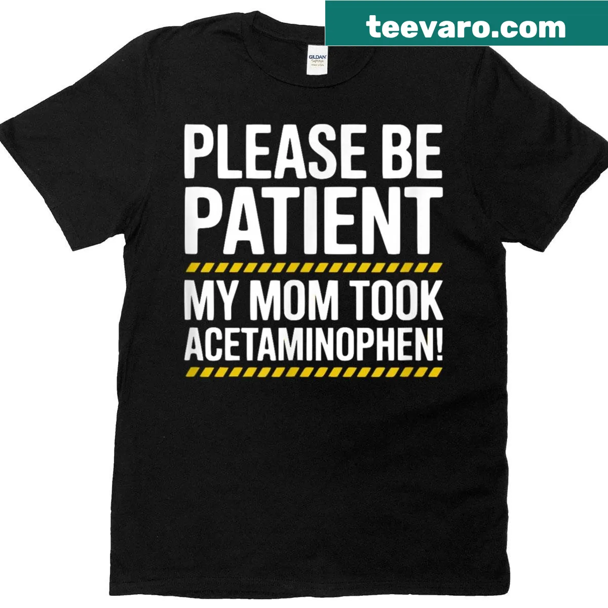 Funny t-shirt with meme about acetaminophen and patience — on a men's t-shirt