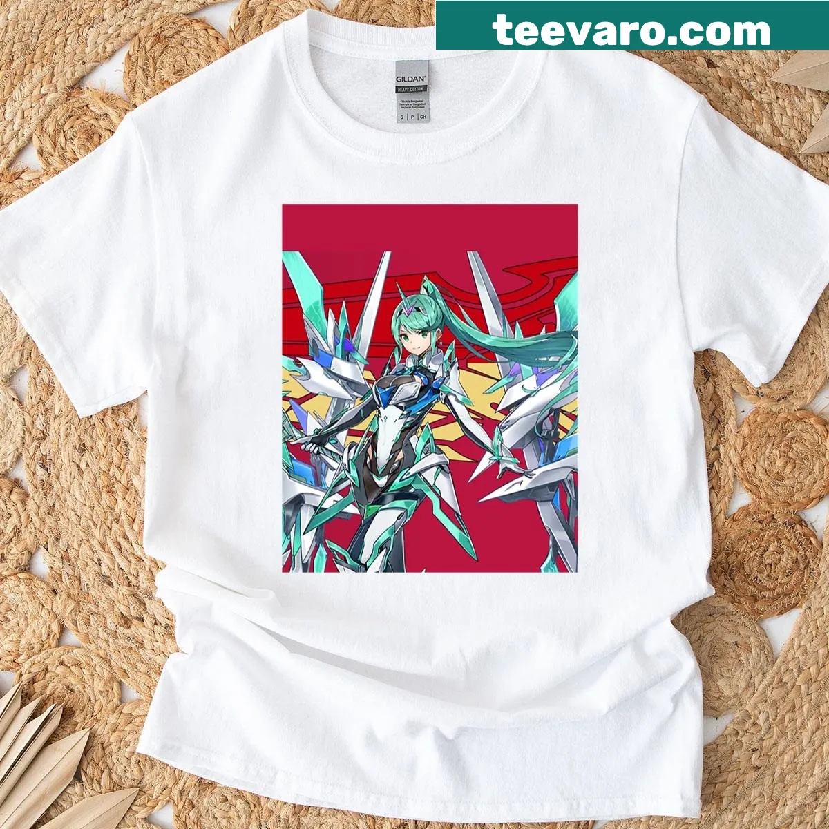 Graphic T-shirt featuring art inspired by Xenoblade Chronicles 2 — on a men's t-shirt