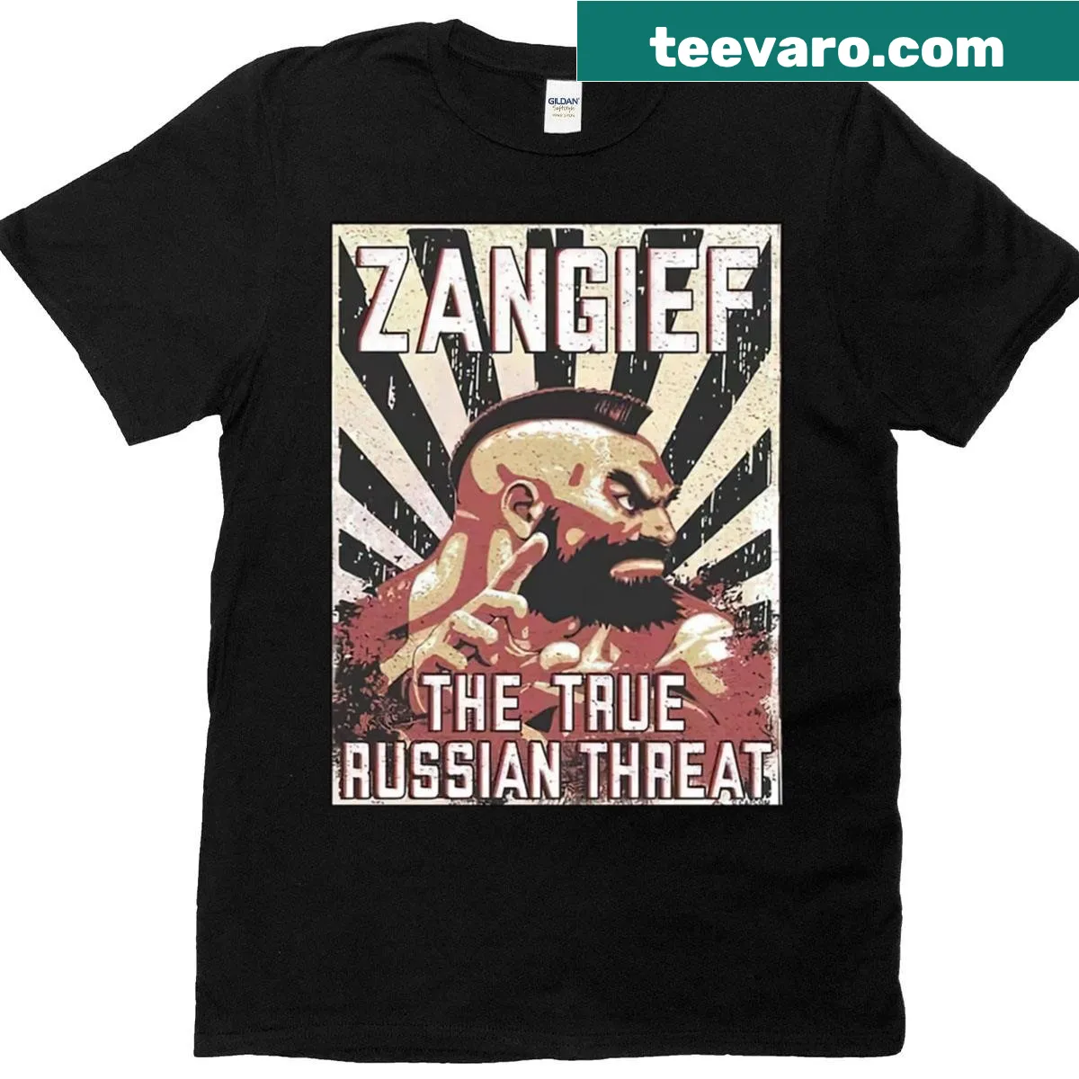 Illustration of Zangief from Street Fighter in an action pose — on a men's t-shirt