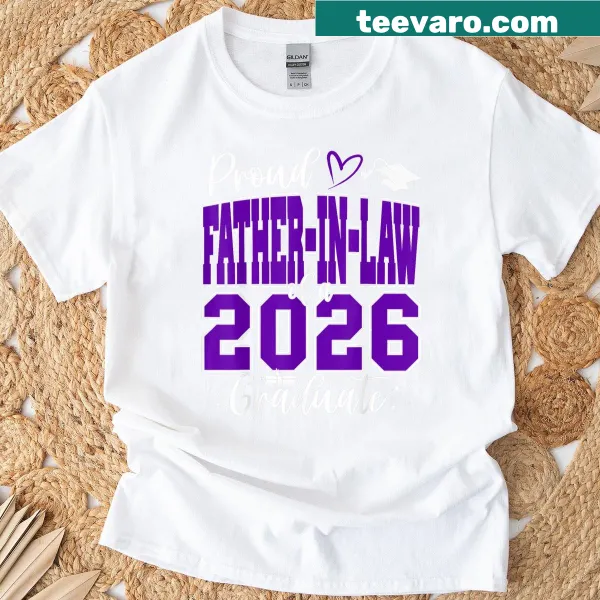 T-shirt celebrating proud father-in-law of a 2026 graduate with bold text
