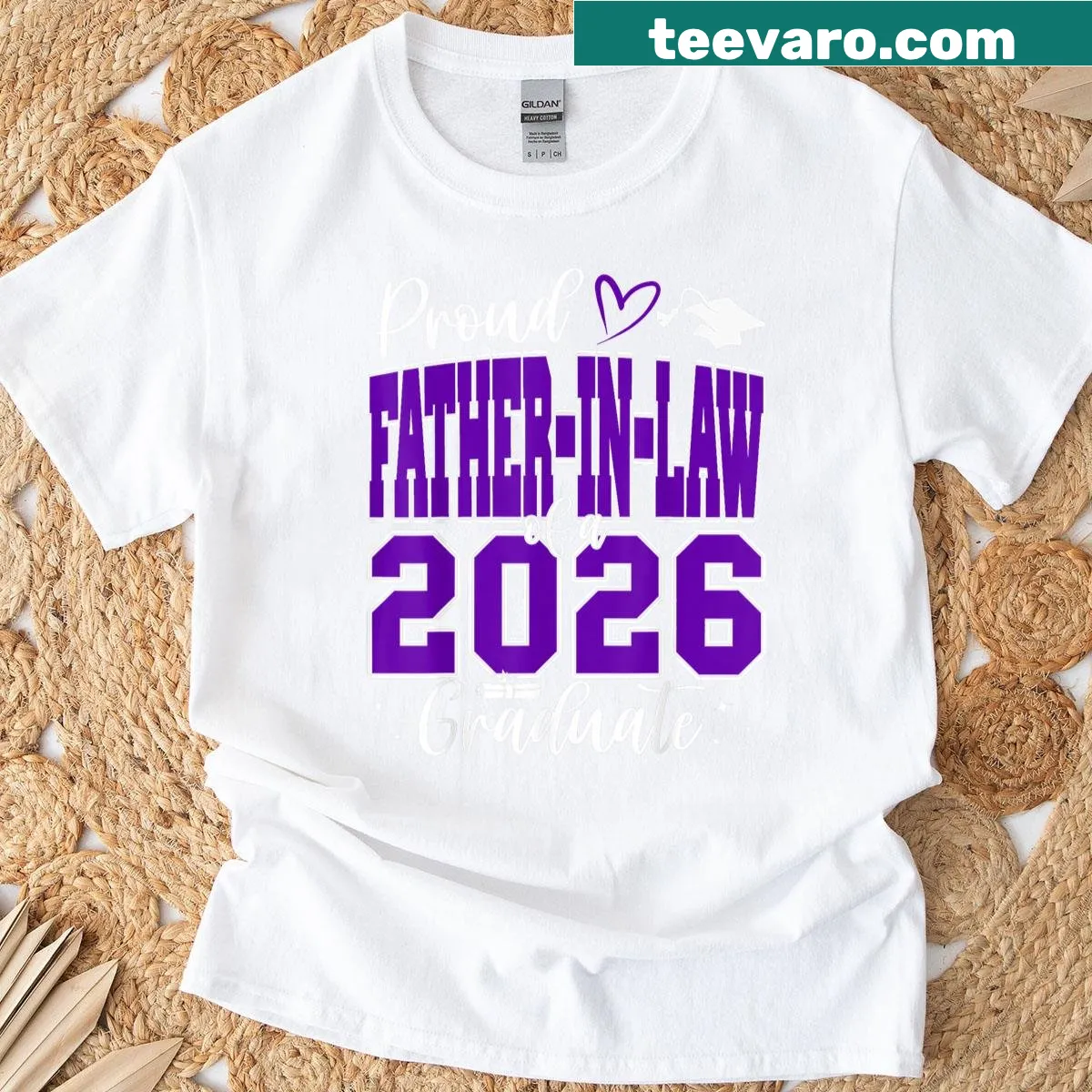 T-shirt celebrating proud father-in-law of a 2026 graduate with bold text — on a men's t-shirt