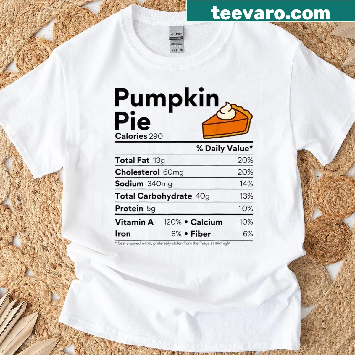 Pumpkin pie themed holiday T-shirt design — on a men's t-shirt