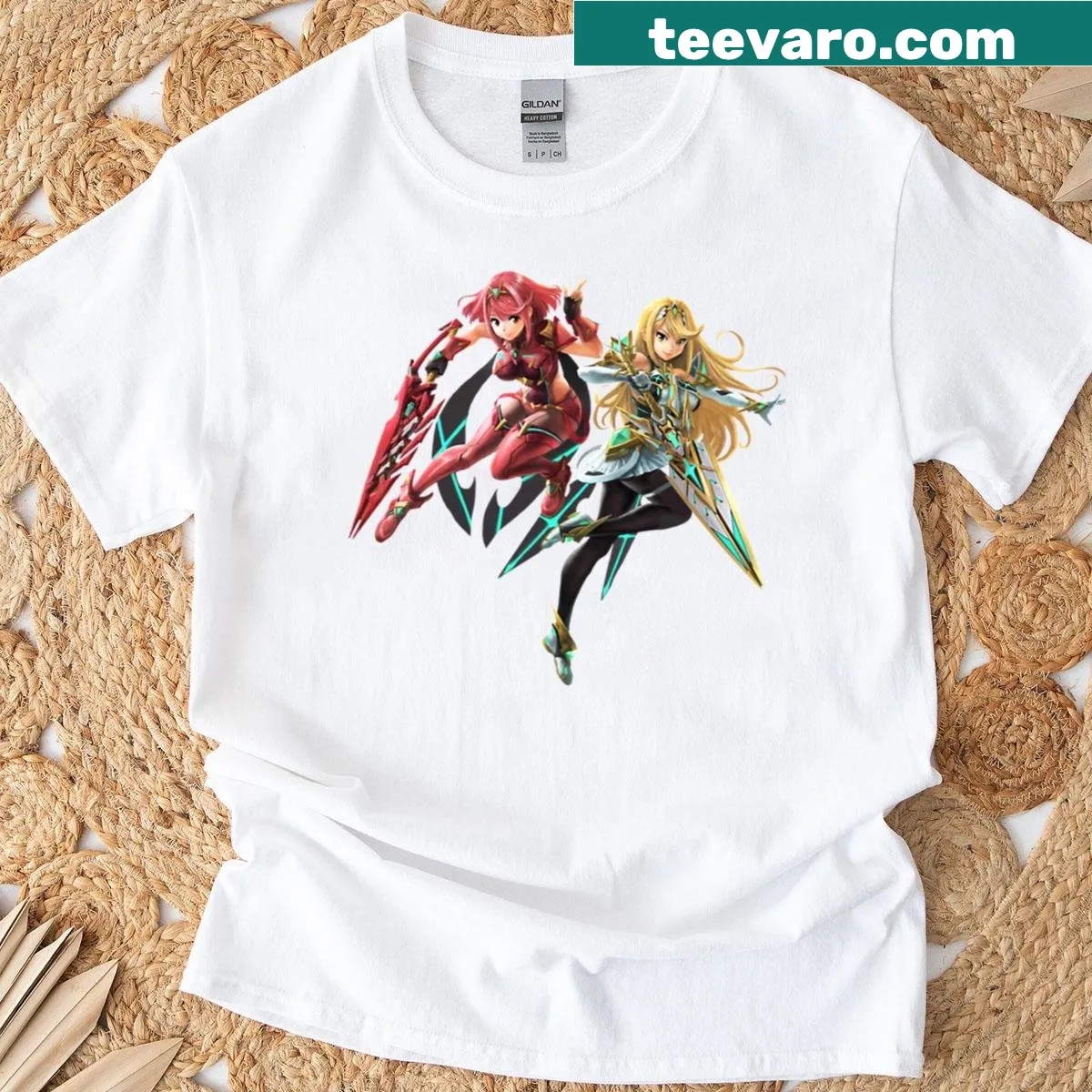 Graphic design featuring Pyramythra from Xenoblade 2 — on a men's t-shirt