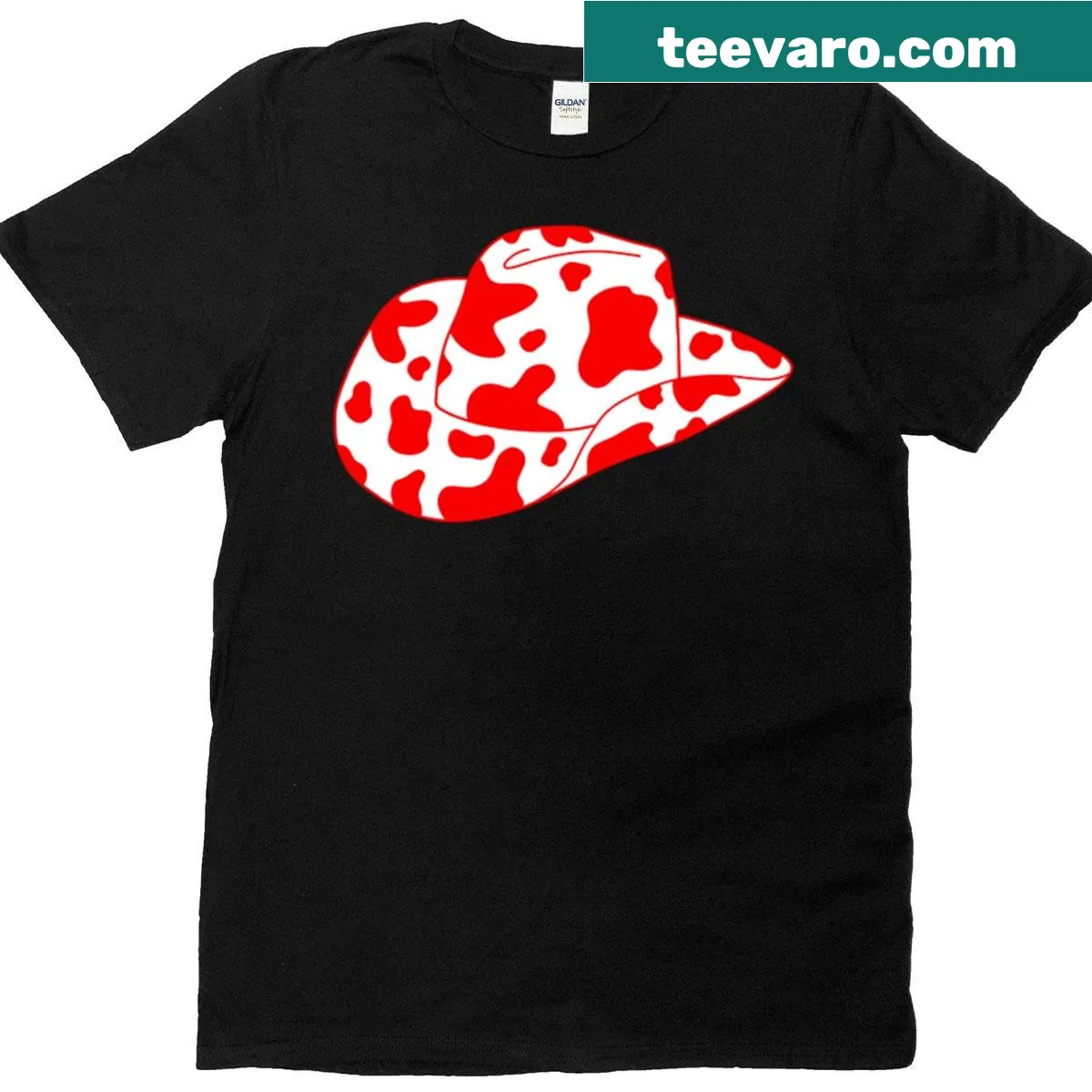 Oversized shirt with cowboy hat graphic and cow print design — on a men's t-shirt