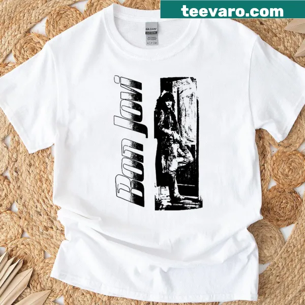 Bon Jovi inspired graphic portrait t-shirt for rock music fans