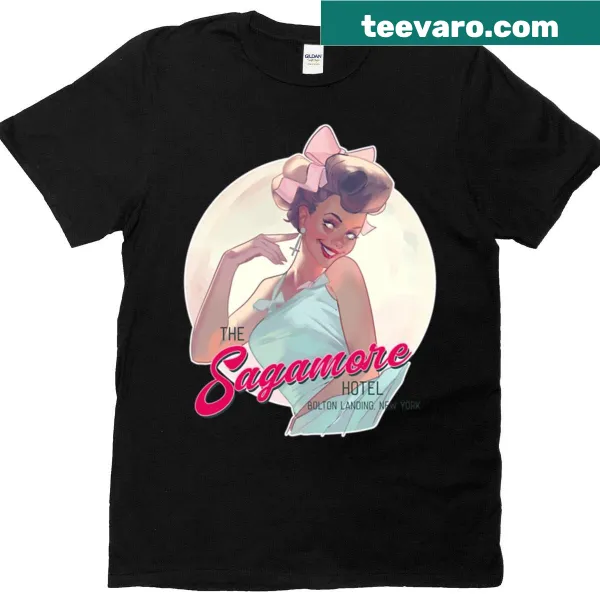 Oversized tee featuring a spooky sticker design of Sagamore Haunted Hotel