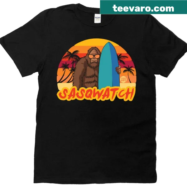 Oversized T-shirt featuring a Sasqwatch Baywatch parody design