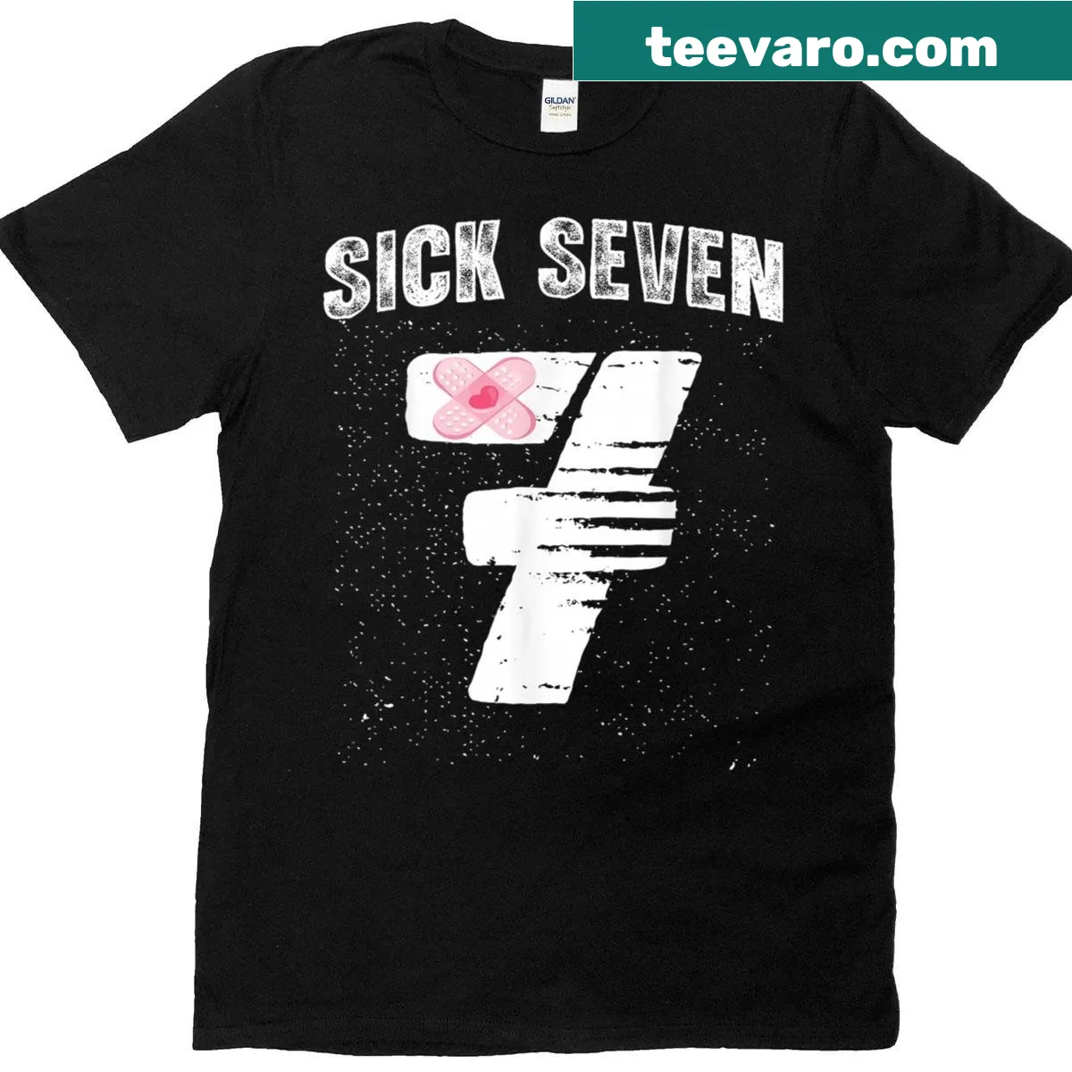 Halloween-themed Sick Seven T-shirt with playful illustration — on a men's t-shirt