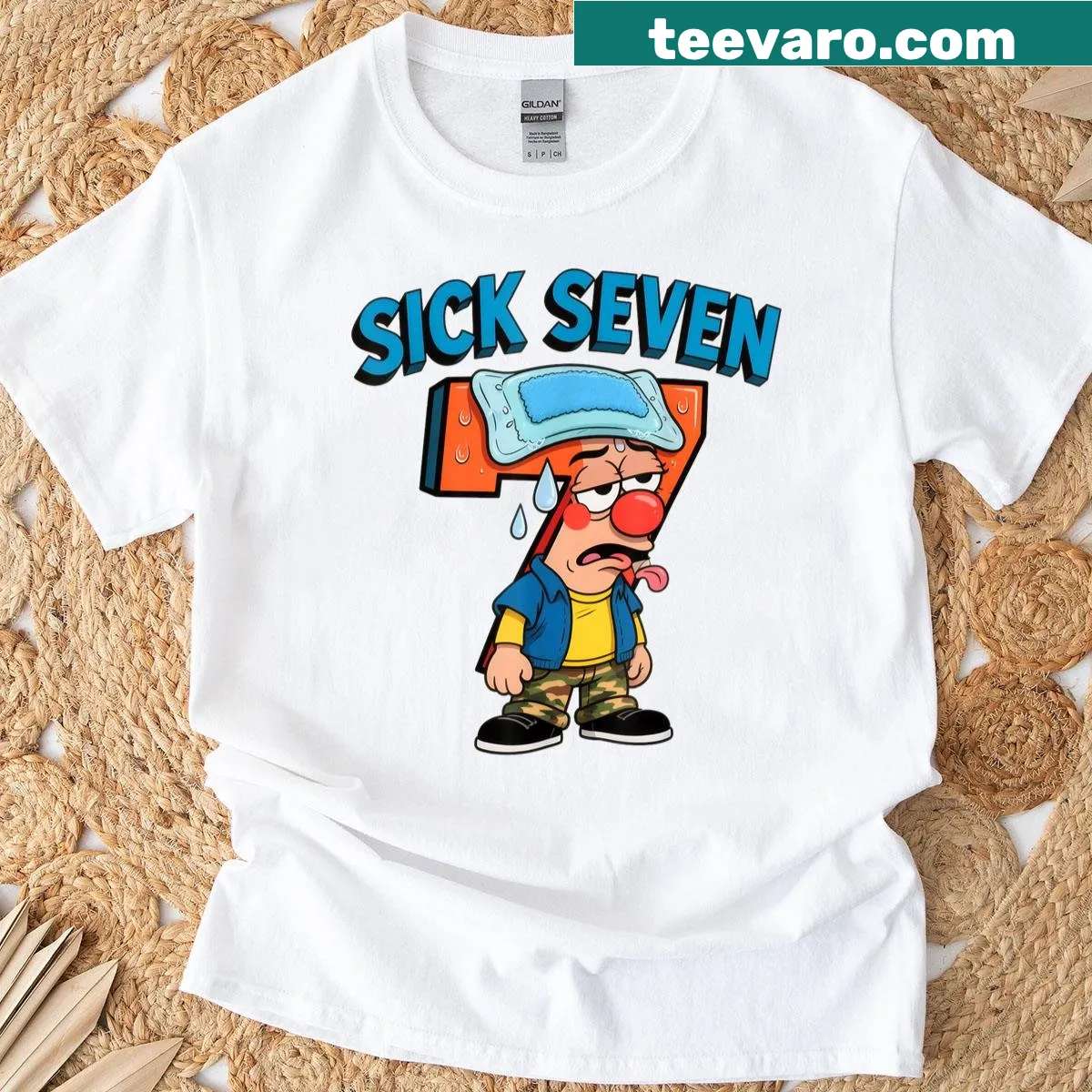 Funny Sick Seven meme design on Halloween t-shirt — on a men's t-shirt