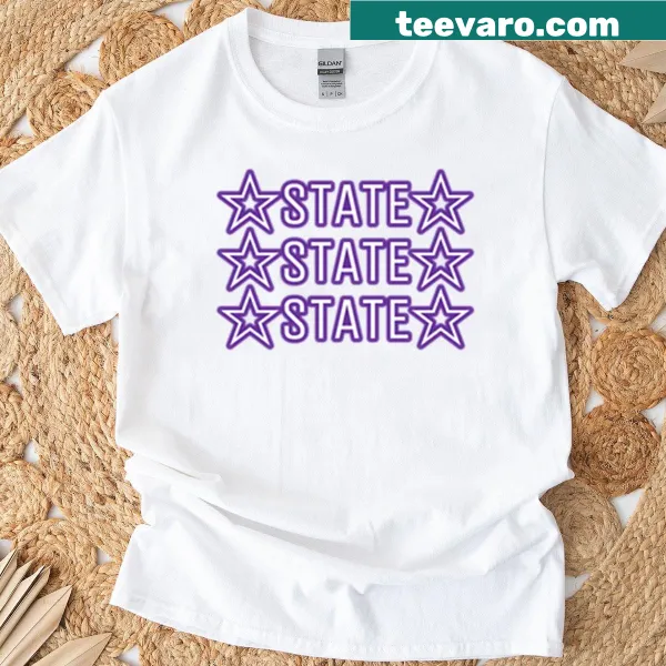 Graphic T-shirt with the word 'State' printed prominently