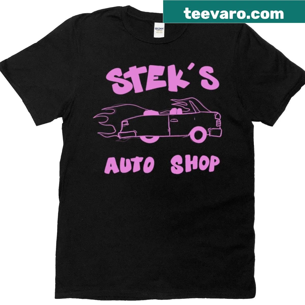 Illustration of Steks Auto Shop logo on T-shirt — on a men's t-shirt