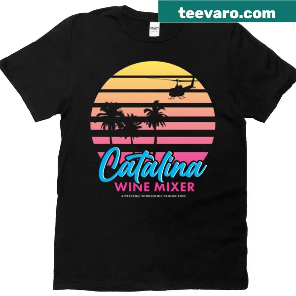 Fun graphic shirt referencing Catalina Wine Mixer from the movie.