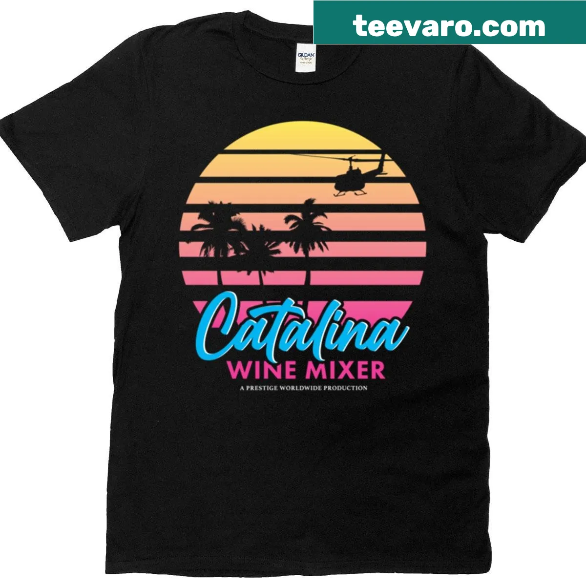 Fun graphic shirt referencing Catalina Wine Mixer from the movie. — on a men's t-shirt