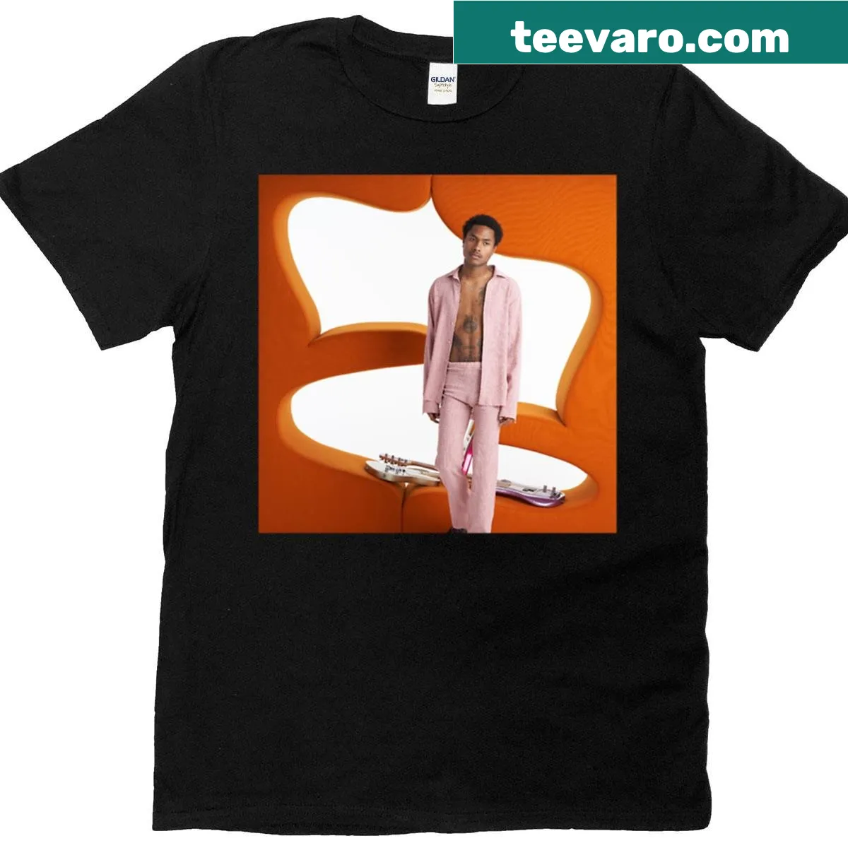 Steve Lacy T-shirt featuring an artistic design celebrating the musician — on a men's t-shirt