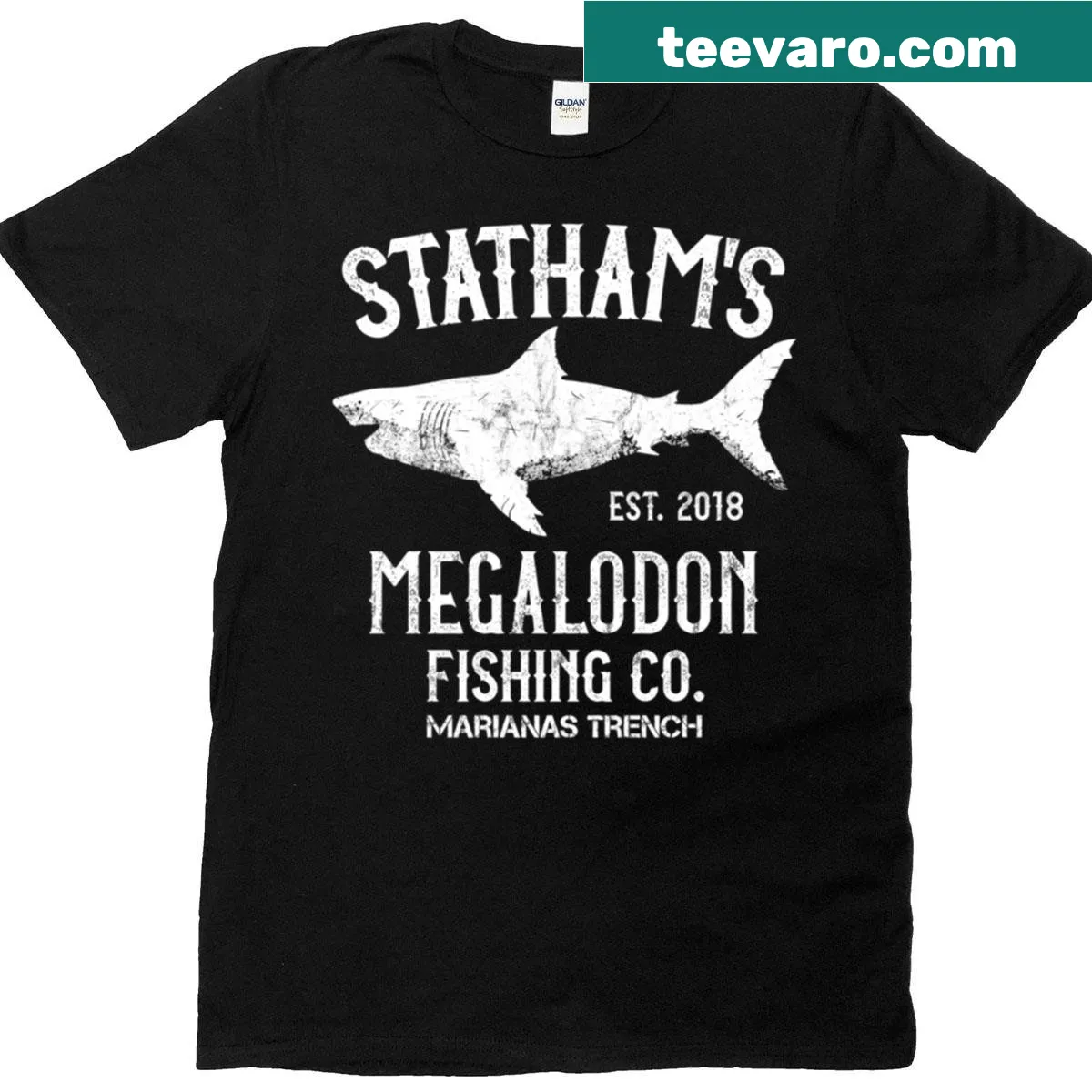 Illustration of a megalodon shark inspired by The Meg movie — on a men's t-shirt