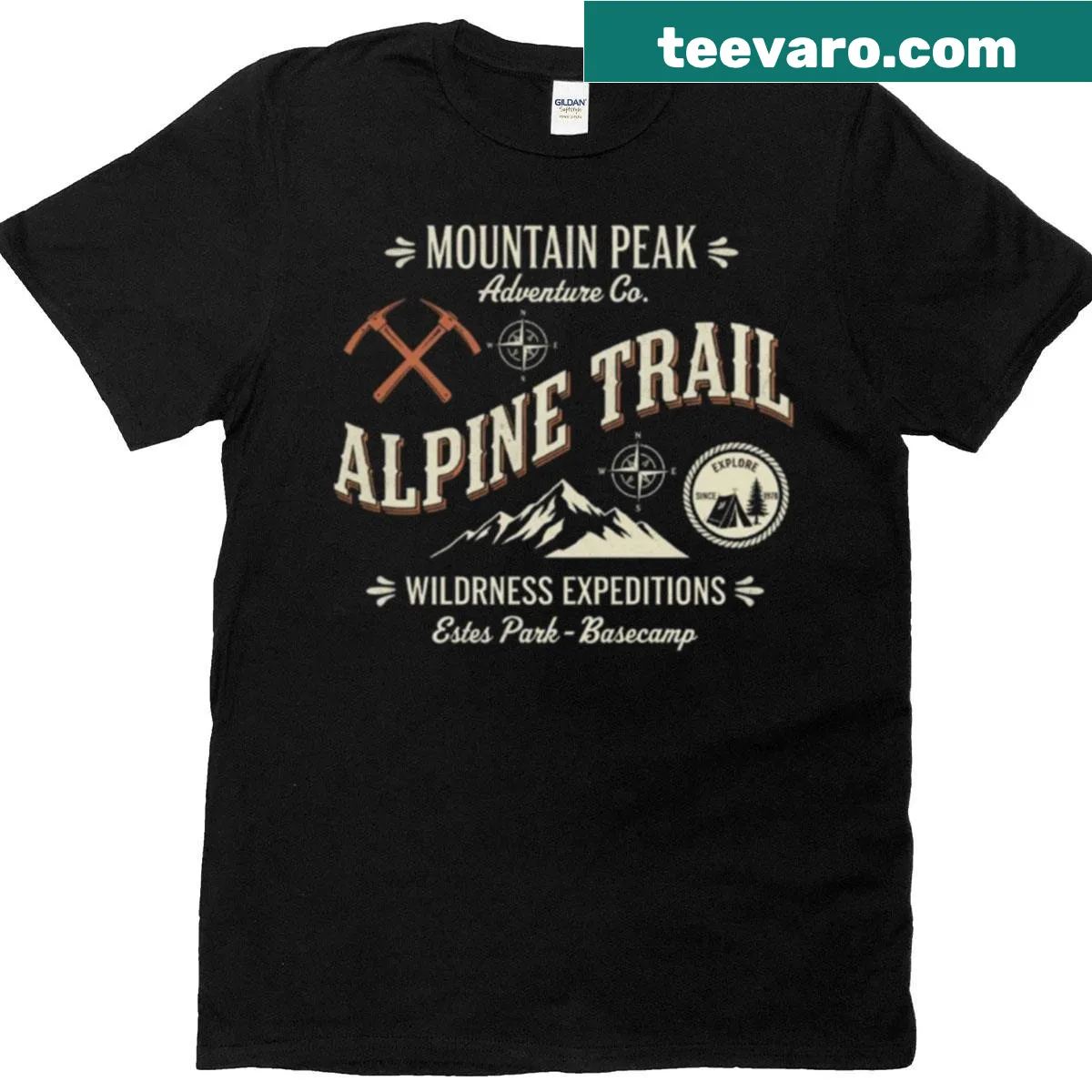 Mountain silhouette graphic on t-shirt — on a men's t-shirt