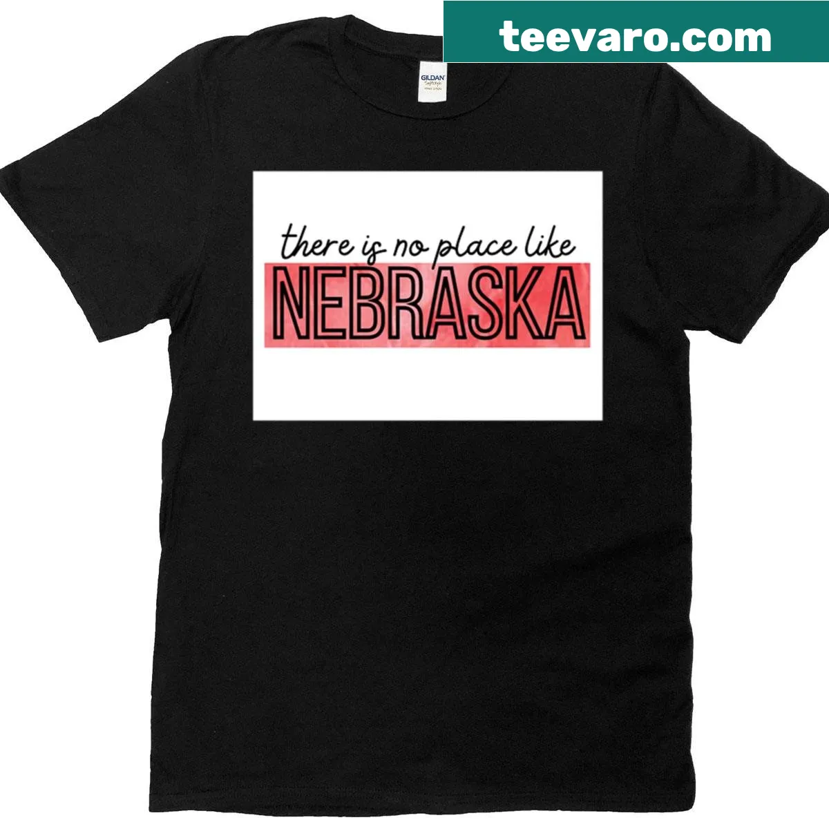 Illustrated Nebraska outline with the phrase 'There Is No Place Like Nebraska' — on a men's t-shirt