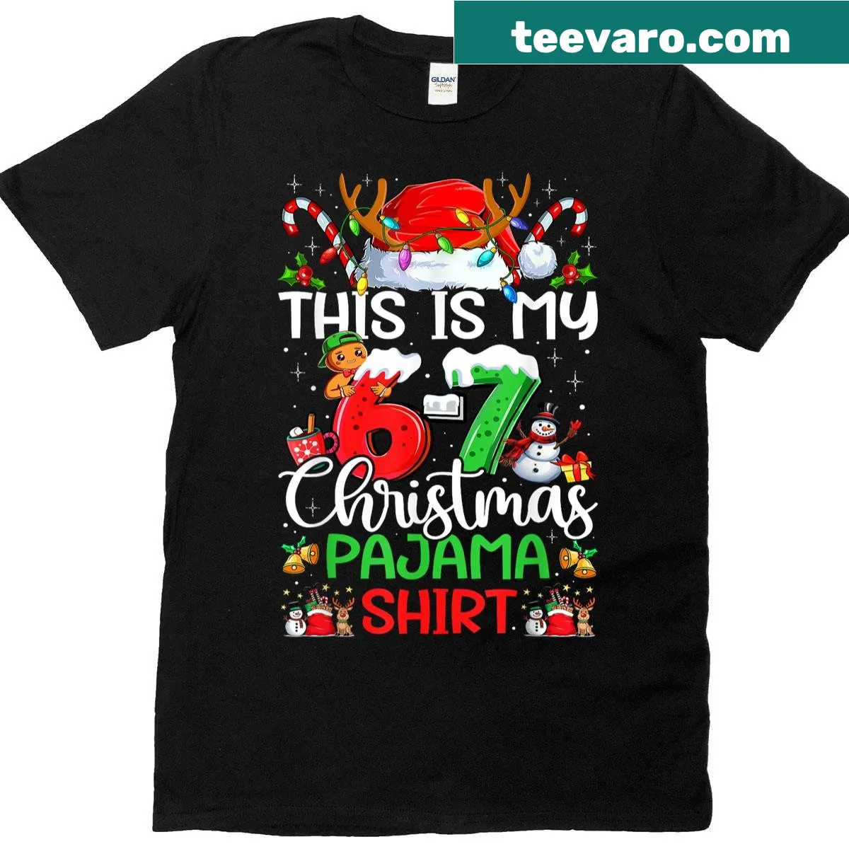 Christmas-themed t-shirt with playful typography for Gen Z — on a men's t-shirt