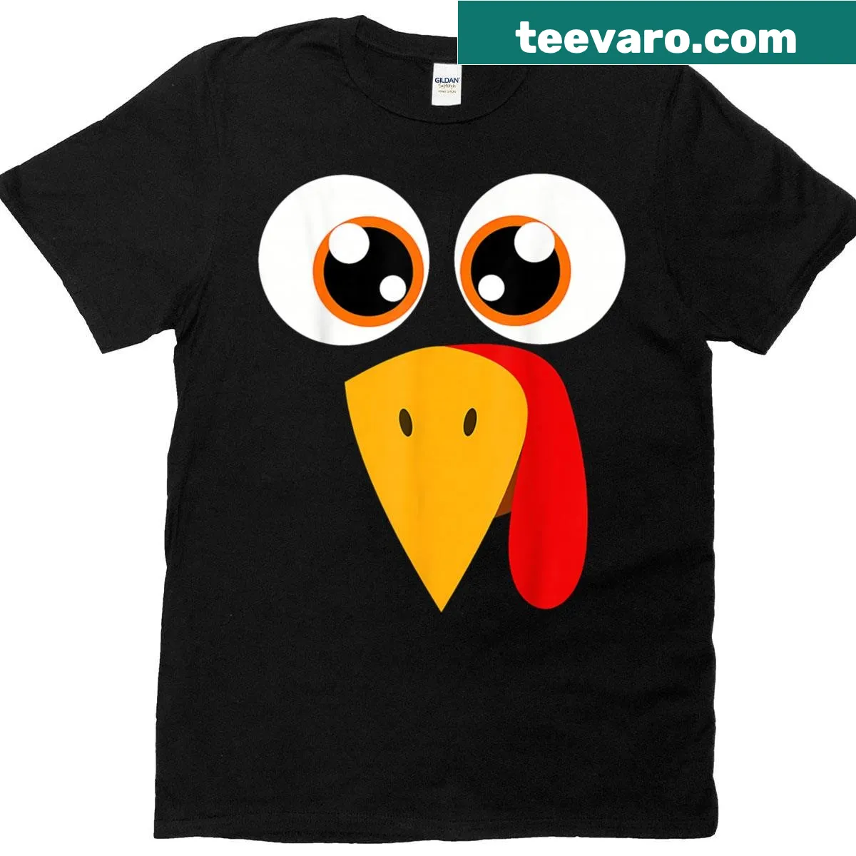 Cartoon turkey graphic T-shirt for Halloween and Thanksgiving — on a men's t-shirt
