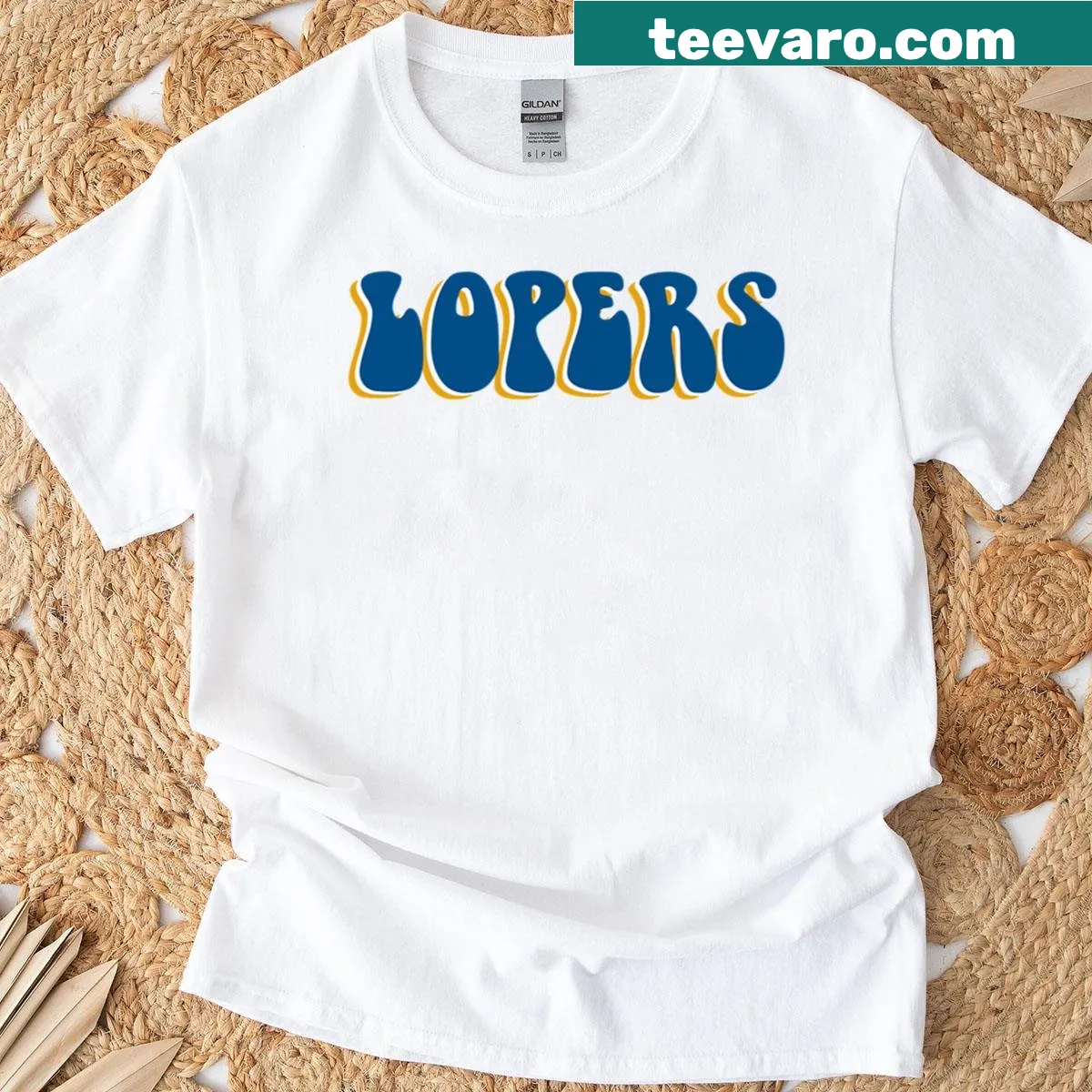 Playful t-shirt featuring the Lopers mascot from UNK University — on a men's t-shirt