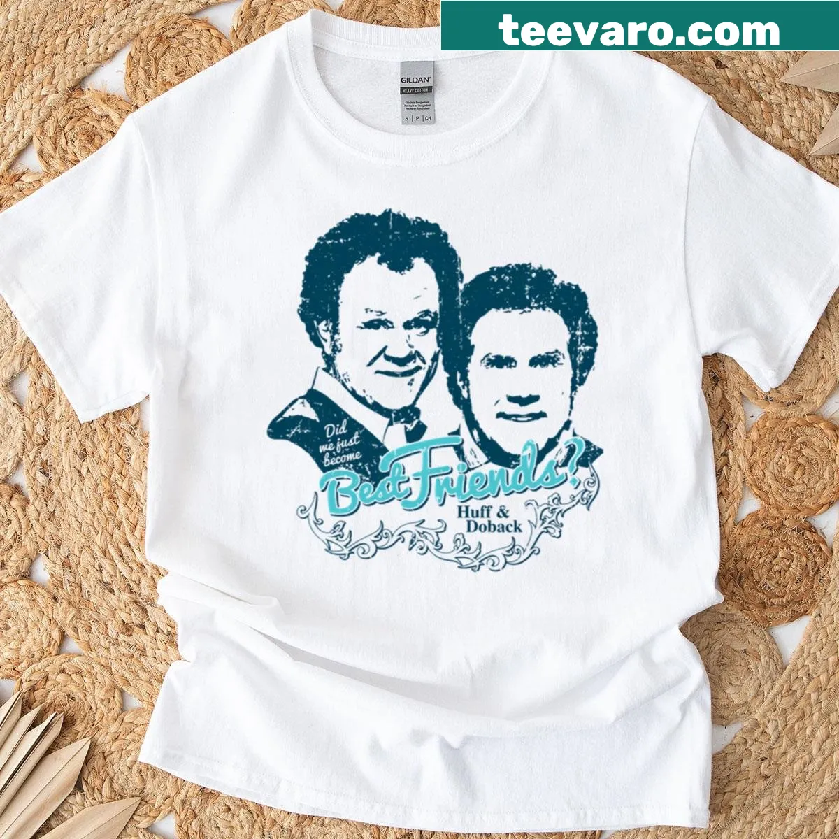 Funny retro t-shirt featuring 80s beach and film culture. — on a men's t-shirt