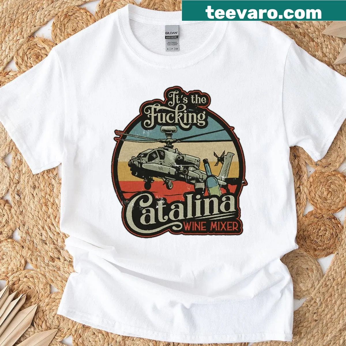 Retro Catalina Wine Mixer design featured on a casual t-shirt — on a men's t-shirt
