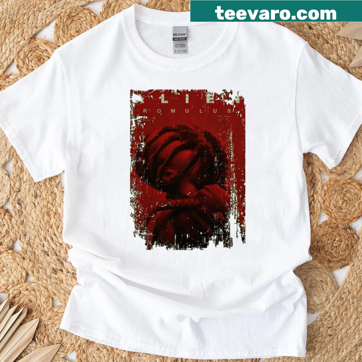 Vintage horror movie logo T-shirt for Halloween fans — on a men's t-shirt
