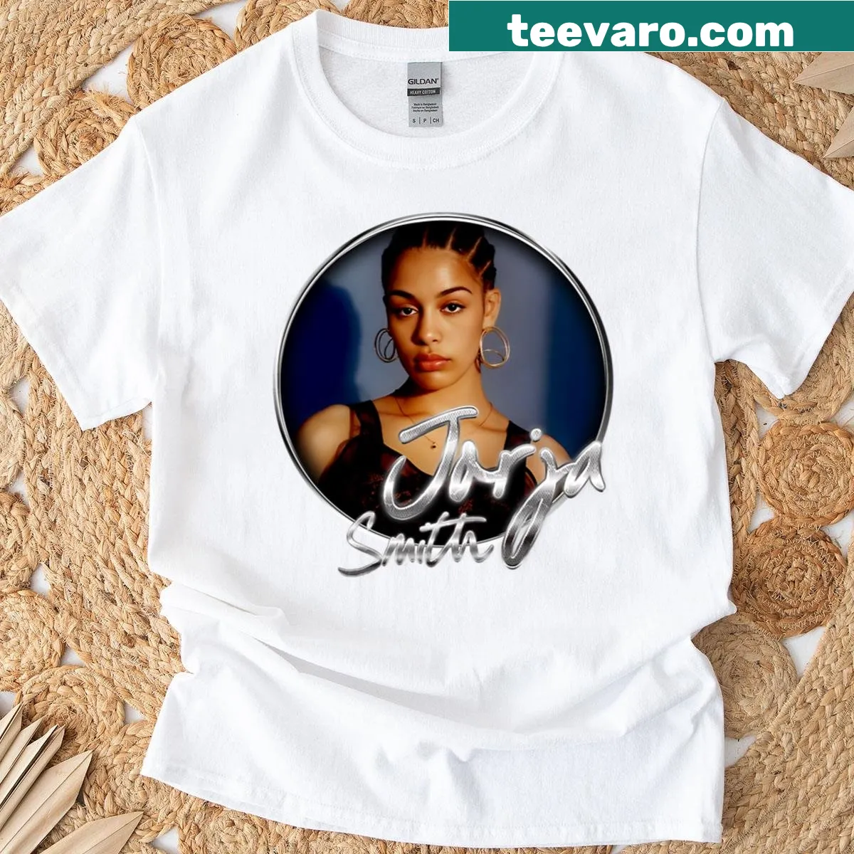 Vintage t-shirt featuring a singer's face in a chrome frame illustration — on a men's t-shirt
