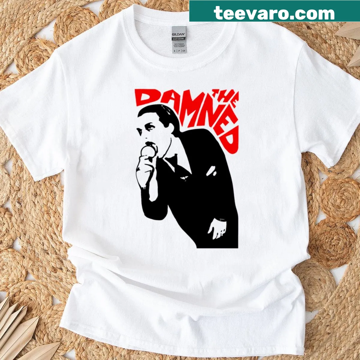 Vintage T-shirt inspired by The Damned with gothic graphic art — on a men's t-shirt