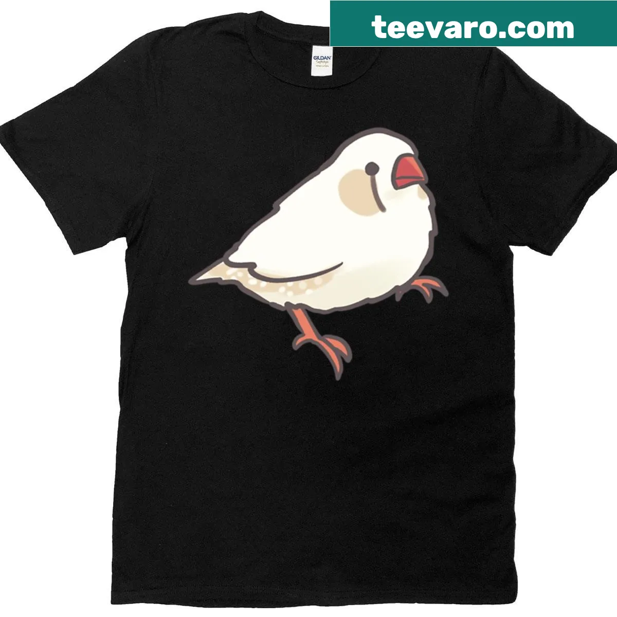 Illustration of a white zebra finch on a t-shirt — on a men's t-shirt