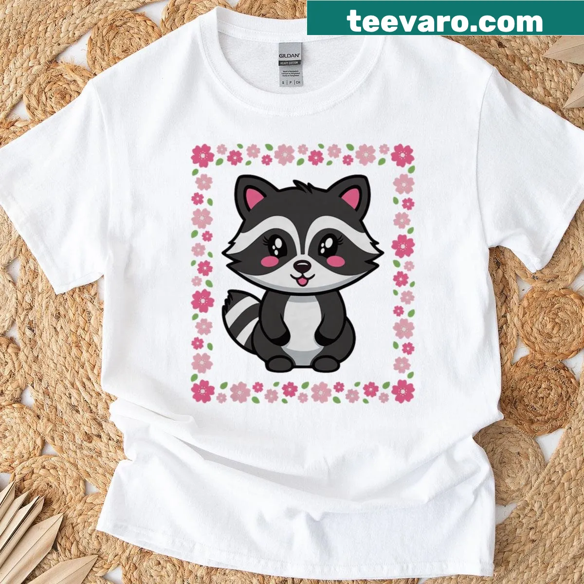 Kawaii raccoon graphic on shirt for kids — on a men's t-shirt