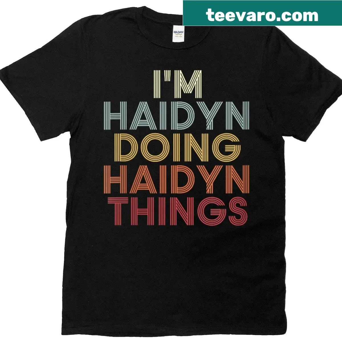 Personalized T-shirt featuring the name Haidyn in stylish lettering. — on a men's t-shirt