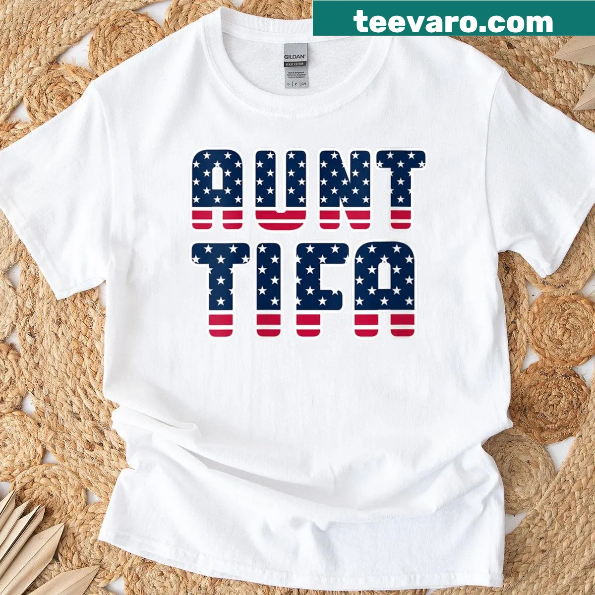 Aunt Tifa graphic with America flag and humorous text — on a men's t-shirt