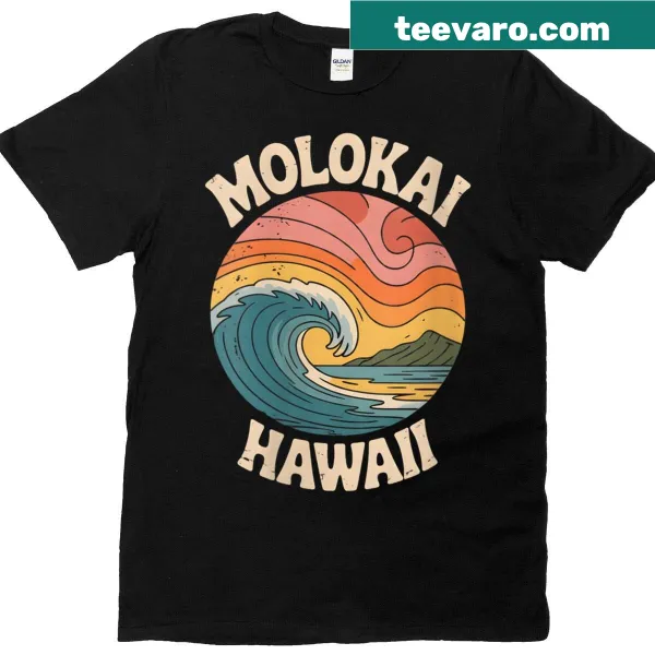 Vintage surf T-shirt with ocean sunset graphic from Hawaii