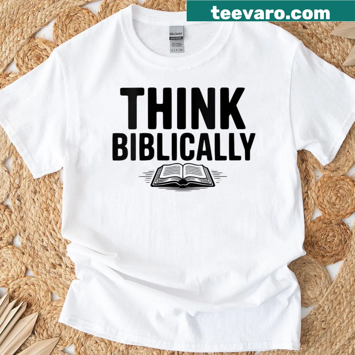 Inspirational 'Think Biblically' text design on a T-shirt — on a men's t-shirt